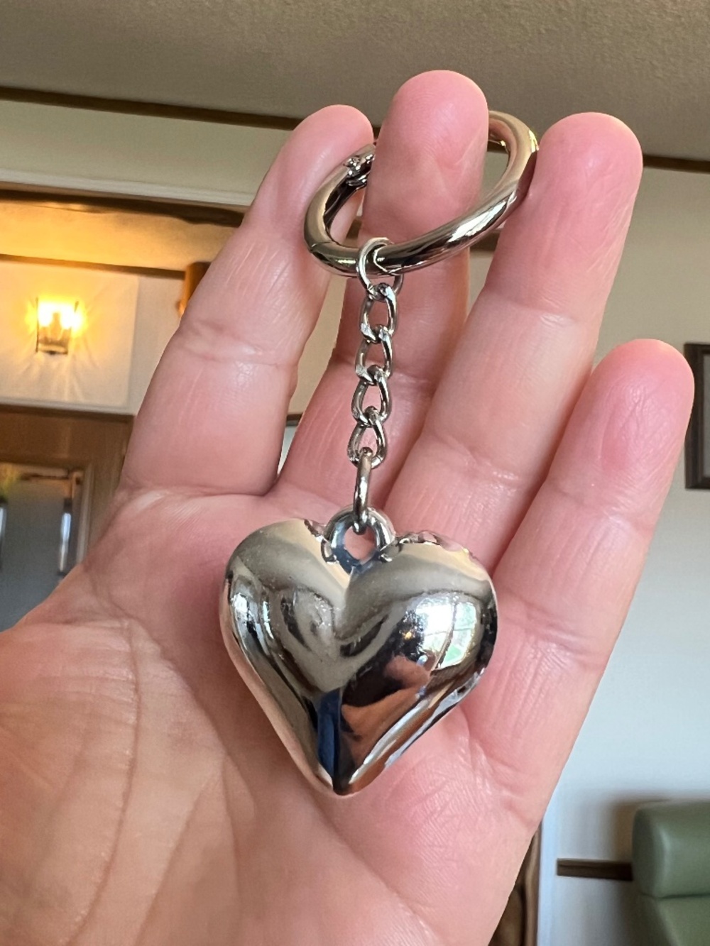 Silver heart keychain bag charm